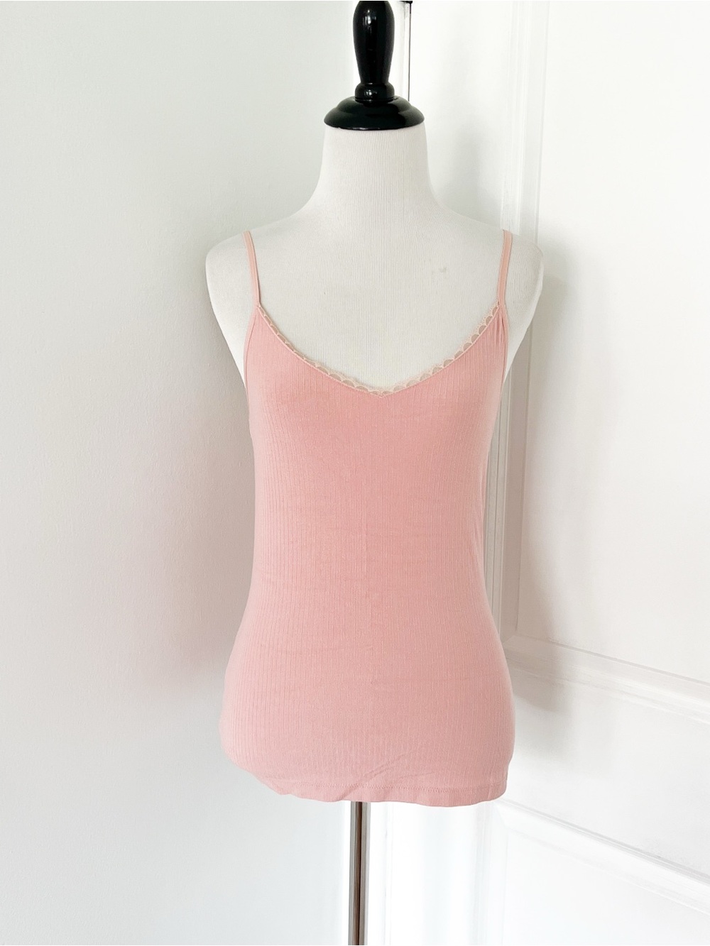 a new day Light Pink Lace-Trim Ribbed Cami